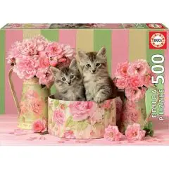 Educa Puslespil, Kittens with Roses - 500 brikker - Bygge og værktøj