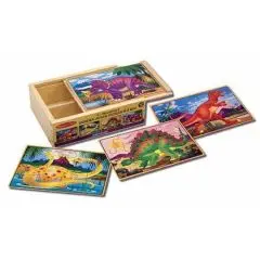 4-i-1 Dinosaur puslespil i trækasse fra Melissa & Doug - 