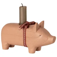 Maileg Trælysestage Gris - Medium - Rosa - Maileg Forudbestilling