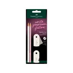 Faber-Castell Blyantsæt m. viskelæder og blyantspidser - Hvid - PUKY