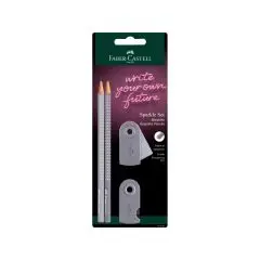 Faber-Castell Blyantsæt m. viskelæder og blyantspidser - Grå - Sengerande